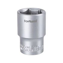 FORTUM dugófej, 1/2", 19mm, 61CrV5, mattkróm,  38mm hosszú FORTUM