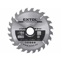 Extol Prémium körfűrészlap, keményfémlapkás, 184×30mm(lyuk átm), T24; 3,2mm lapkaszélesség, max. 7000 ford/perc