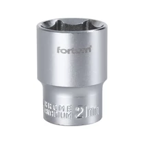 FORTUM dugófej, 1/2", 21mm, 61CrV5, mattkróm,  38mm hosszú 