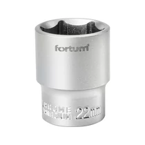 FORTUM dugófej, 1/2", 22mm, 61CrV5, mattkróm,  38mm hosszú FORTUM