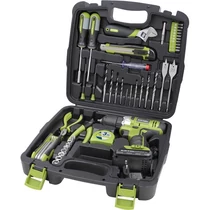 Extol akkus fúró csavarozó, 12V, Li-ion, 1db 1300 mAh akku + 46 db szerszám klt. (422800)