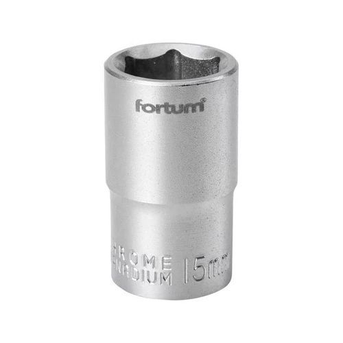 FORTUM dugófej, 1/2", 15mm, 61CrV5, mattkróm,  38mm hosszú FORTUM