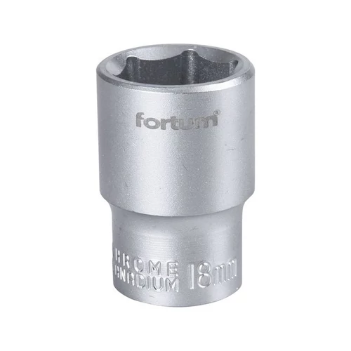 FORTUM dugófej, 1/2", 18mm, 61CrV5, mattkróm,  38mm hosszú FORTUM