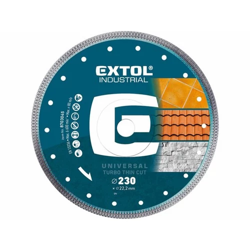 Extol Industrial gyémántvágó, ipari korong, TURBO, gyors és vékony vágás: 2,2mm vastagság; 230×22,2mm, száraz és vizes vágásra