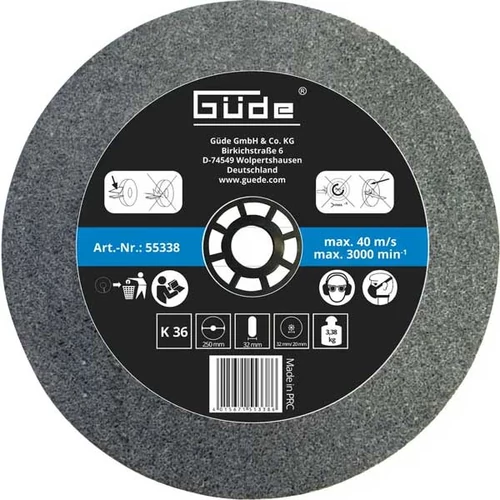 55538 Güde köszörűkorong  250x32(20)x32 mm,  K36