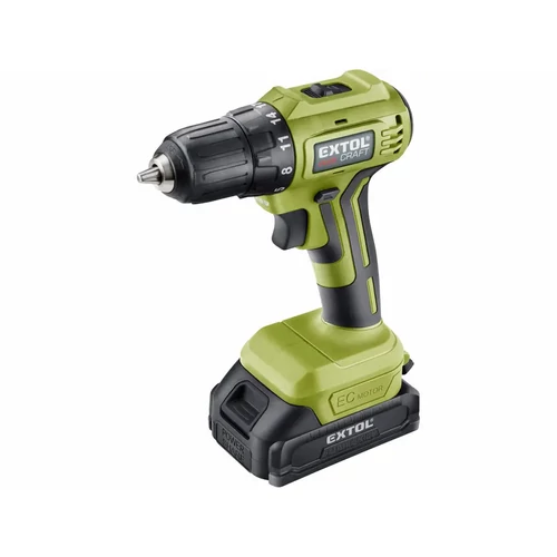 Extol akkus fúrócsavarozó, Power Share, kefementes motor, kofferban; 2db 2000 mAh Li-ion akku + 1 db töltő