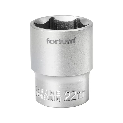 FORTUM dugófej, 1/2", 22mm, 61CrV5, mattkróm,  38mm hosszú FORTUM