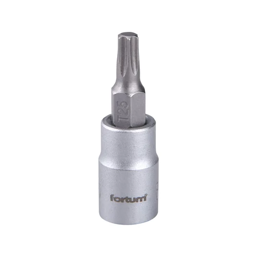 FORTUM bitdugófej, torx, 1/4", 61CrV5/S2, mattkróm; TX25 FORTUM