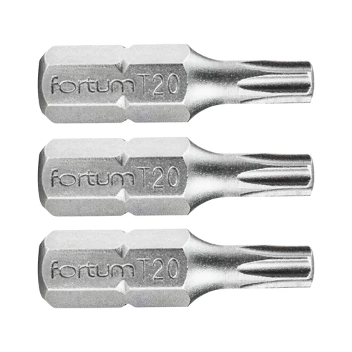 Fortum behajtóhegy TORX, 3 db, S2 acél; T 20×25mm, bliszteren