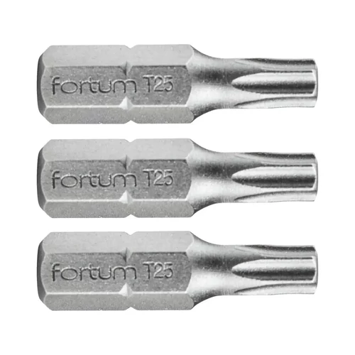 Fortum behajtóhegy TORX, 3 db, S2 acél; T25×25mm, bliszteren