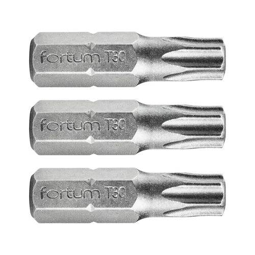 Fortum behajtóhegy TORX, 3 db, S2 acél; T 30×25mm, bliszteren