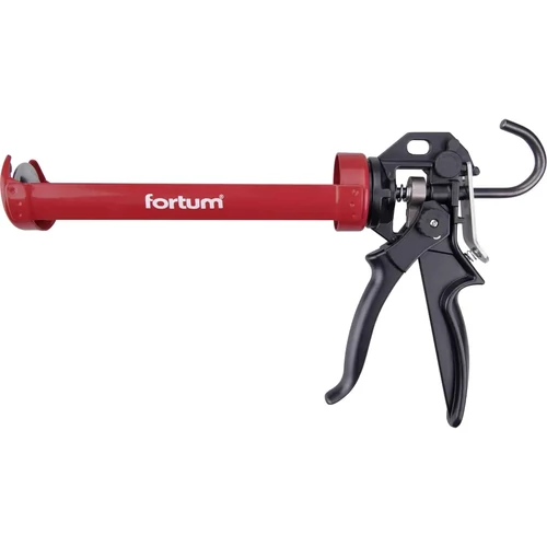 FORTUM kinyomó pisztoly; fém; 225 mm, 360°-ban körbeforgatható acél skeleton tubustartóval, állítható áttétel: 37×/78×