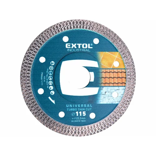 Extol Industrial gyémántvágó, ipari korong, TURBO, extra vékony vágás: 1,2mm vastagság; 115×22,2mm, száraz és vizes vágásra