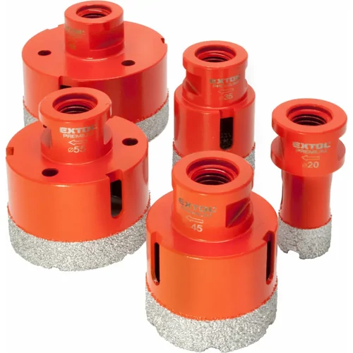 Extol Prémium körkivágó csempére klt. 5 db, gyémánt vágóél; 20-68mm × M14, sarokcsiszolóra