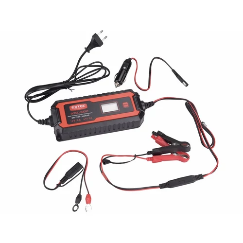 Extol Prémium akkutöltő, autós, mikroprocesszoros, intelligens, 2/4 Amp, DC 12V/6V
