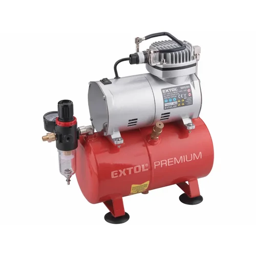 Extol Prémium olajmentes légkompresszor, 230V/150W, 4 bar, 23 l/perc, 3l tank, airbrush festéshez