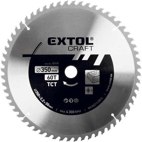 Extol Craft körfűrészlap, keményfémlapkás, 350x30xT60