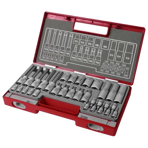 FORTUM bitdugófej és dugókulcs klt. TORX, 32db; 61CrV5 FORTUM (4700020)
