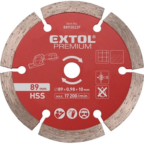 Extol Prémium gyémántvágó koron, szegmenses, 89 mm, 24T a 8893022 mini körfűrészhez