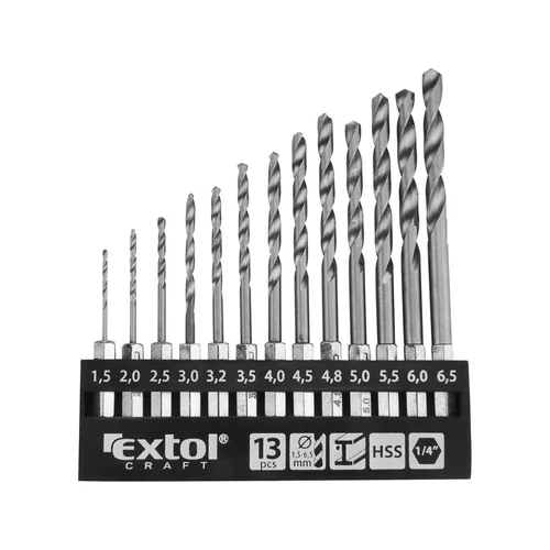 Extol Craft fémfúró készlet, 13db, HSS; 1,5-6,5mm, 1/4