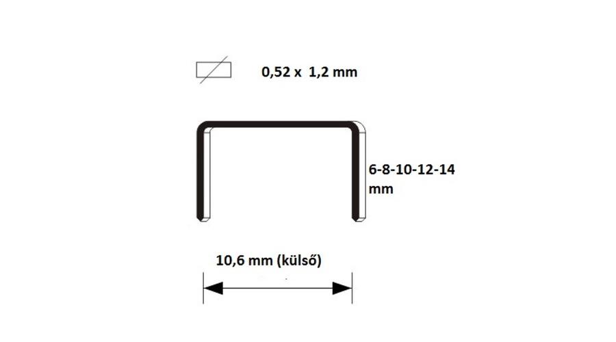Extol Prémium tűzőgépkapocs profi (10,6×0,52×1,2 mm), 1000 db