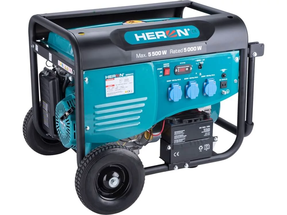 HERON benzinmotoros áramfejlesztő, max 5500 VA, egyfázisú, elektromos önindítóval