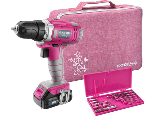 Extol Lady_ akkus fúró csavarozó, 12V, Li-ion, Extol Lady, 1db 1300 mAh akku