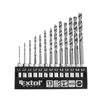 Extol Craft fémfúró készlet, 13db, HSS; 1,5-6,5mm, 1/4" BIT befogás, műanyag tartóban, bliszteren