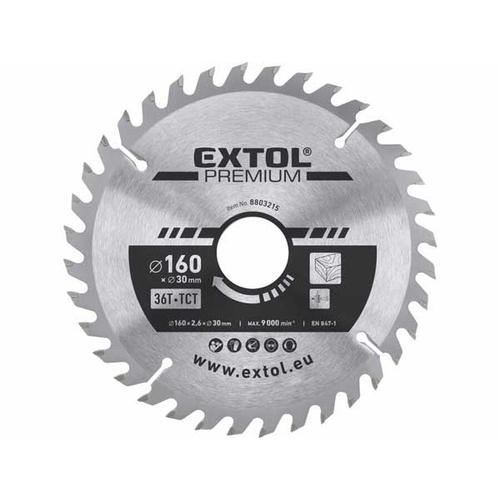 Extol Prémium körfűrészlap, keményfémlapkás, 160×30mm(lyuk átm), T36; 2,8mm lapkaszélesség, max. 9000 ford/perc