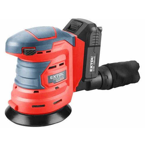 Extol Prémium akkus rotációs (excentrikus) csiszoló, 1 db akku, 1 db töltő, 2000 mAh, 125 mm