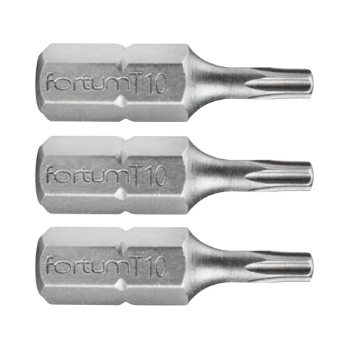 Fortum behajtóhegy TORX, 3 db, S2 acél; T 10×25mm, bliszteren
