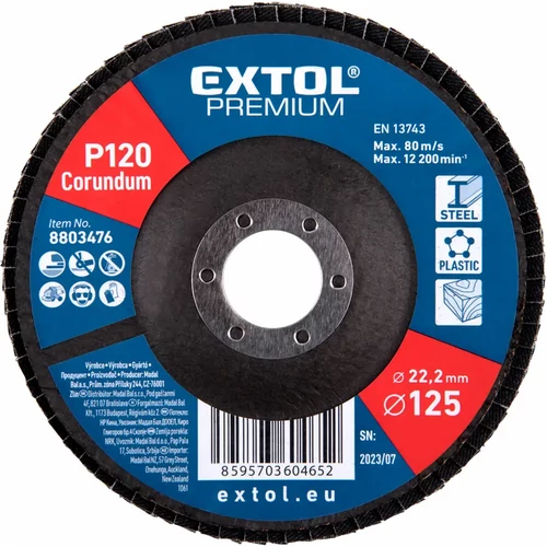 Extol Prémium lamellás csiszoló , 125 mm, P120
