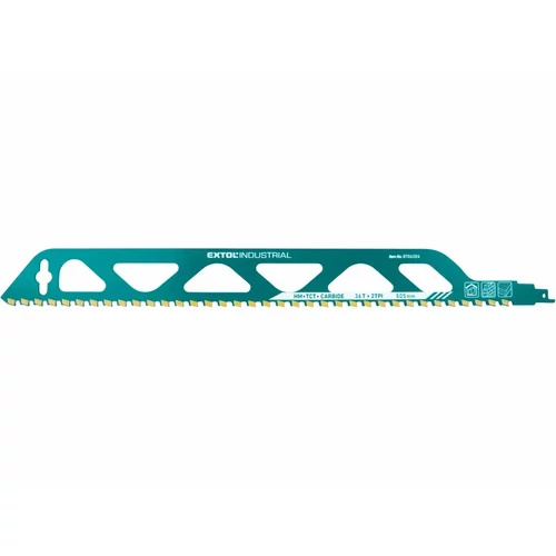 Extol Industrial szablyafűrészlap 1 db, Bosch befogás, HM/TCT fogak, 505 mm, 2TPI, gázbetonhoz, egyenes, durva vágás
