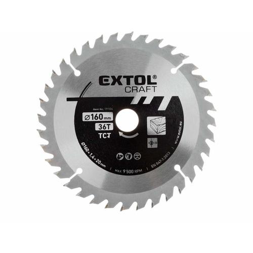 Extol körfűrészlap, keményfémlapkás, 160×20mm(lyuk átm), T36; 2,7 mm lapkaszélesség, max. 9.500 ford/perc