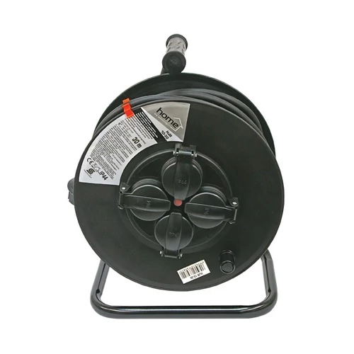 Villamos hosszabbító, dobra tekerve, 30m gumikábel, 4 db aljzat, IP44, 250V; max: 3000W/1000W, (1,5mm2)