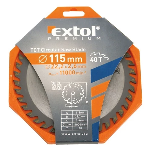 Extol Prémium körfűrészlap, keményfémlapkás, 115×22,2 mm; T24 (8803202)