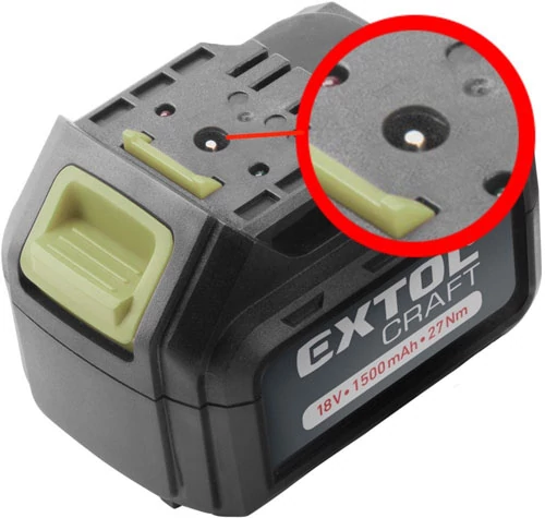 Tartalék akku 18V Li-ion, Extol 402440 akkus fúró csavarozóhoz; 1500mAh, töltési idő: 1 óra