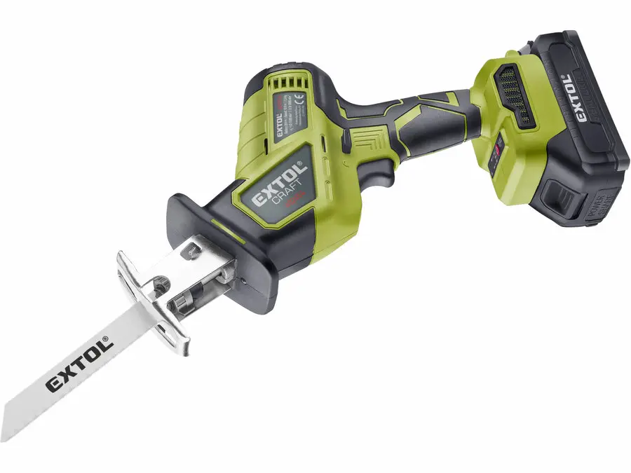 Extol akkus szablyafűrész, Power Share, kefementes motor, kofferban; 1db 2000 mAh Li-ion akku + 1 db töltő
