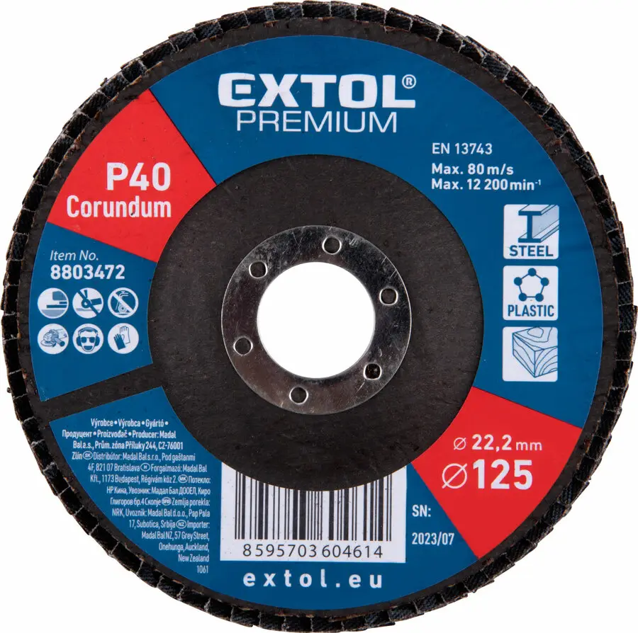 Extol Prémium lamellás csiszoló 125 mm; P40