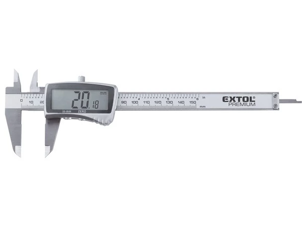 Extol Prémium digitális tolómérő; 0,01×150 mm, mélységmérővel (8825220)